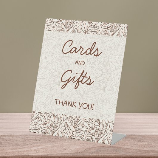Cards & Gifts Floral Brown Bridal Shower 台座サイン