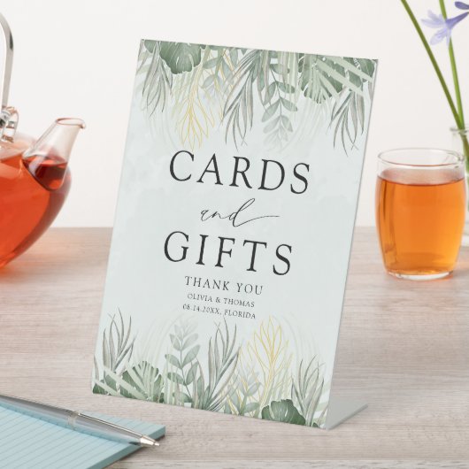 Cards & Gifts Green Tropical Wedding 台座サイン (インサイチュ)