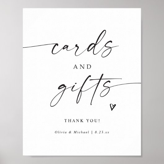 Cards & Gifts Modern Handwritten Wedding Sign ポスター (正面)