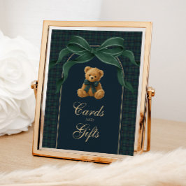 Cards & Gifts: Plaid Polo Teddy Bear Baby Shower ポスター