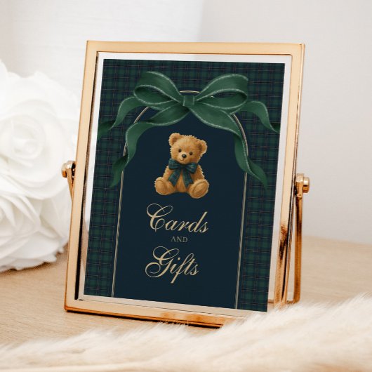 Cards & Gifts: Plaid Polo Teddy Bear Baby Shower ポスター