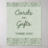 Cards & Gifts Sage Green Floral Handwritten Font ポスター (正面)