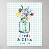Cards & Gifts Sign Rustic Wildlflower Mason Jar ポスター (正面)