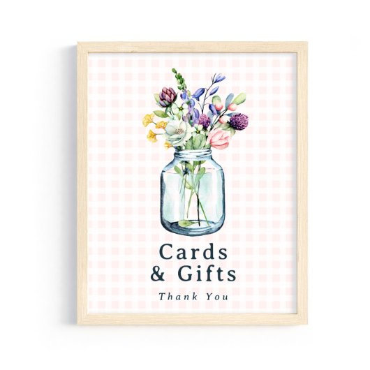 Cards & Gifts Sign Rustic Wildlflower Mason Jar ポスター