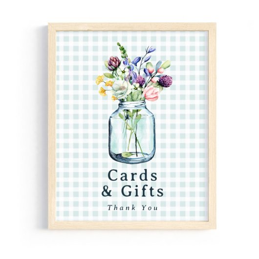 Cards & Gifts Sign Rustic Wildlflower Mason Jar ポスター