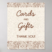 Cards & Gifts Warm Brown Floral Handwritten Font ポスター (正面)