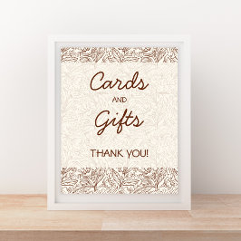 Cards & Gifts Warm Brown Floral Handwritten Font ポスター
