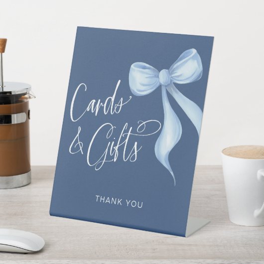 Cards & Gifts Watercolor Blue Bow 台座サイン (インサイチュ)
