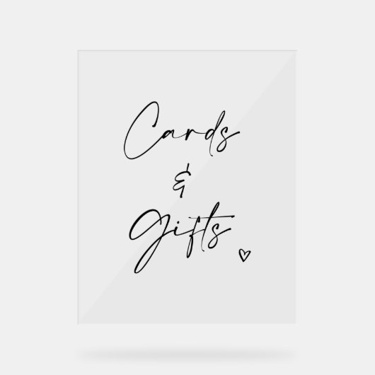 Cards & Gifts Wedding Pedestal Sign Minimalist  アクリルサイン (正面)