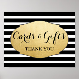 Cards Gifts Wedding Sign Faux Gold Foil Stripes ポスター
