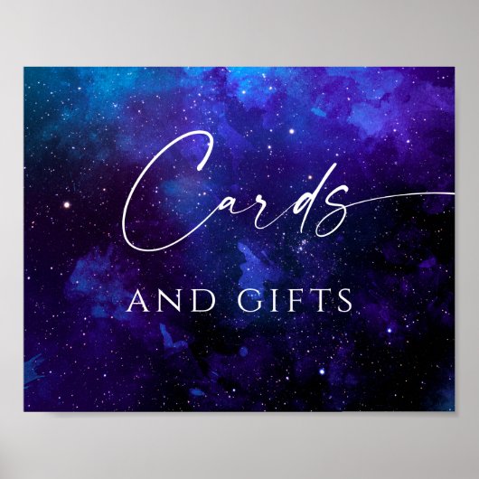 Cards & Gifts Wedding Sign | Galaxy Starry Night  ポスター (正面)