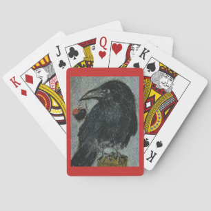 cardsomeカラスのハートのネックレスの水彩画の遊ぶこと トランプ