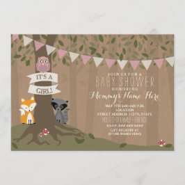 Cardstock インスパイア Woodland Baby Shaward – 少女 招待状