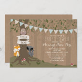 Cardstock インスパイア Woodland Baby Shower - Boy 招待状 (正面/裏面)