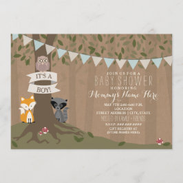 Cardstock インスパイア Woodland Baby Shower - Boy 招待状