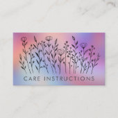 CARE INSTRUCTIONS Chic Elegant Wildflower TieDye 名刺 (正面)
