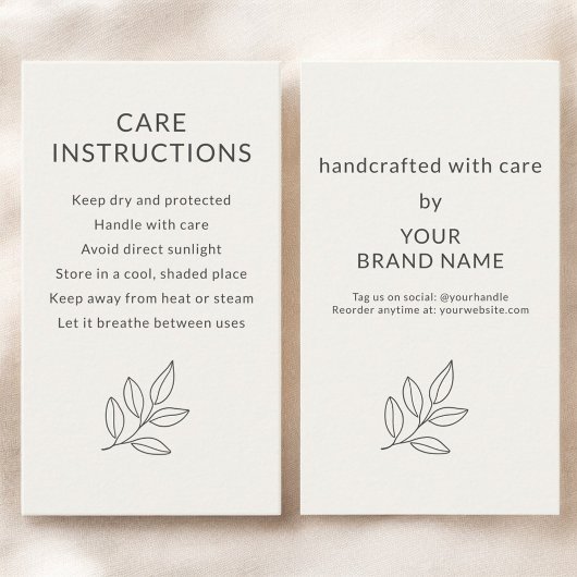 Care Instructions Neutral Botanical Small  名刺