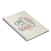 Care With Grace Nurse Floral Quote ノートブック (右側)