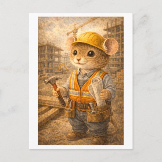 Career Mouse as Construction Worker ポストカード (正面)