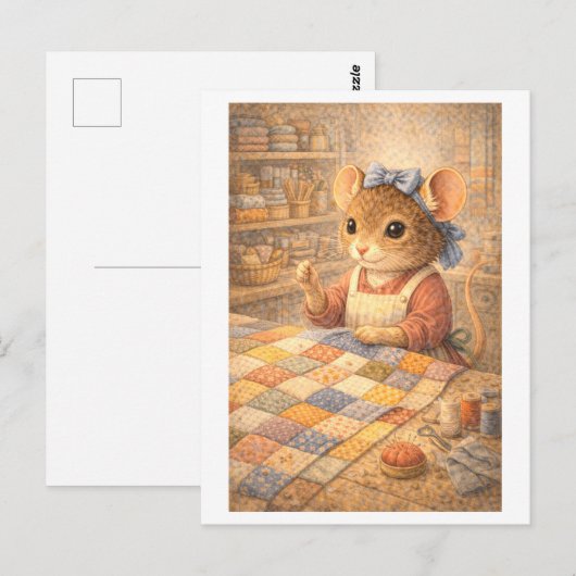Career Mouse as Quilter ポストカード (正面/裏面)