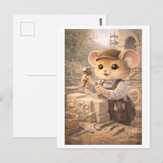 Career Mouse as Stone Mason ポストカード (正面/裏面)