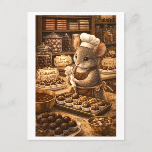 Career Mouse in Chocolate Shop ポストカード (正面)