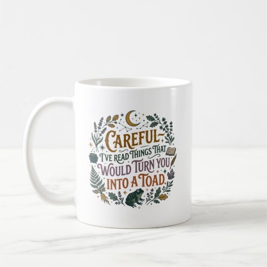 Careful I've Read Things Funny Book Witch Quote  コーヒーマグカップ (左)