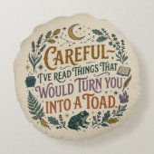 Careful I've Read Things Funny Book Witch Quote  ラウンドクッション (裏面)