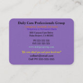 Caregiver Hum Helper Professional Business Card 名刺 (裏面)