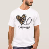 Caregiver Leopard Heart Stethoscope Tシャツ (正面)