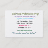 Caregiver  Relaxed Calm Professional Floral 名刺 (裏面)