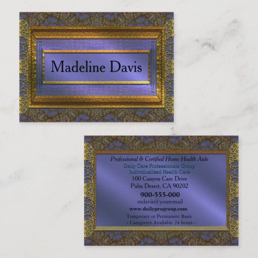 Caregiver Service Elegant Impression Professional 名刺 (正面/裏面)