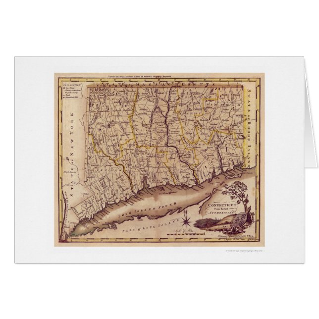 Carey 1795年著コネチカットの地図 (正面横)