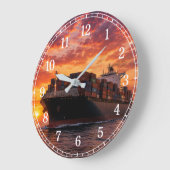 Cargo Ship Wall Clock — Industrial Maritime Design ラージ壁時計 (傾斜)
