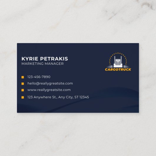 Cargo Trucking & Logistics Modern Navy Gold Busine 名刺 (裏面)