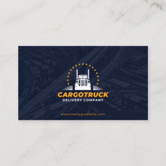 Cargo Trucking & Logistics Modern Navy Gold Busine 名刺 (正面)