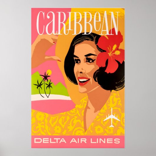 Caribbean Art Print Delta Airlines Travel Poster  ポスター (正面)
