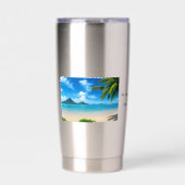 Caribbean Beach My Happy Place 保温保冷タンブラー (正面)