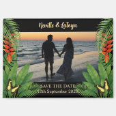Caribbean Beach Wedding Tropical Save the Date マグネット (正面)