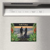 Caribbean Beach Wedding Tropical Save the Date マグネット (インサイチュ (食洗機))