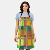 Caribbean Colorful Fabric Madras Tartan エプロン (着用した状態)