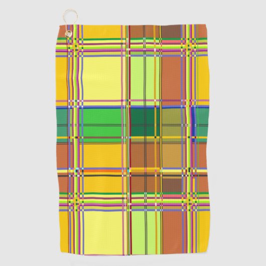 Caribbean Colorful Fabric Madras Tartan ゴルフタオル (正面)