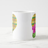 Caribbean Colorful Fabric Madras Tartan ジャンボコーヒーマグカップ (正面)