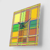 Caribbean Colorful Fabric Madras Tartan スクエア壁時計 (傾斜)