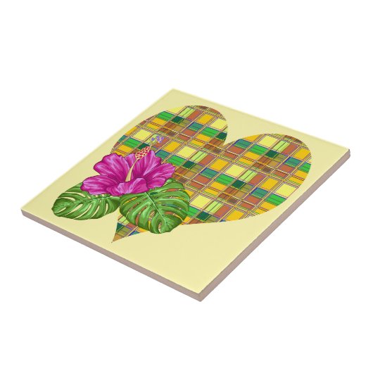 Caribbean Colorful Fabric Madras Tartan タイル (側面)