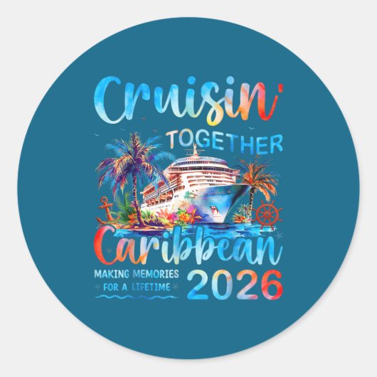 Caribbean Cruise 2026 Family Vacation Cruisin’ Tog ラウンドシール (正面)