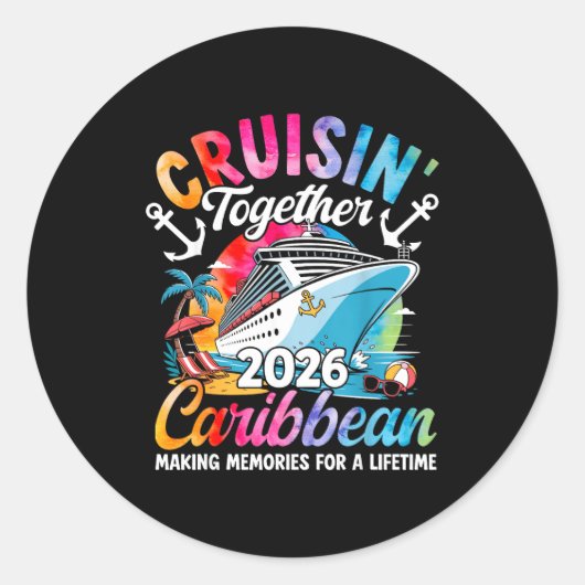 Caribbean Cruise Family Vacation 2026 Cruisin’ Tog ラウンドシール (正面)