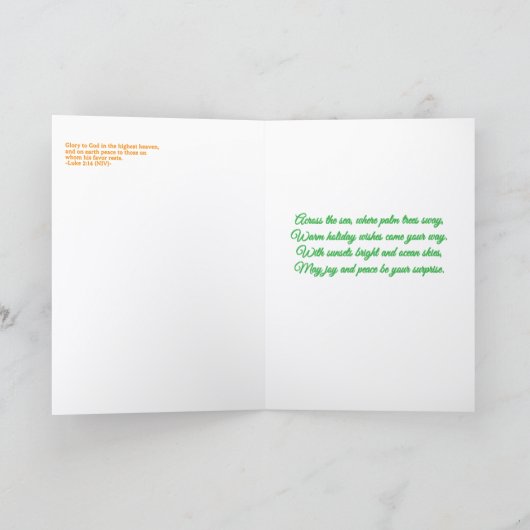 'Caribbean Holidays' Folded Greeting Card カード (内部)