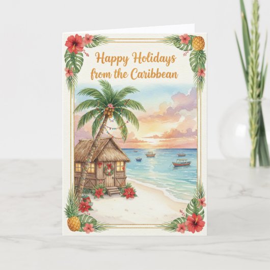 'Caribbean Holidays' Folded Greeting Card カード (正面)