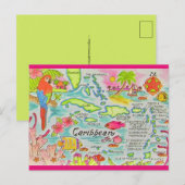 Caribbean Island Map Postcard ポストカード (正面/裏面)
